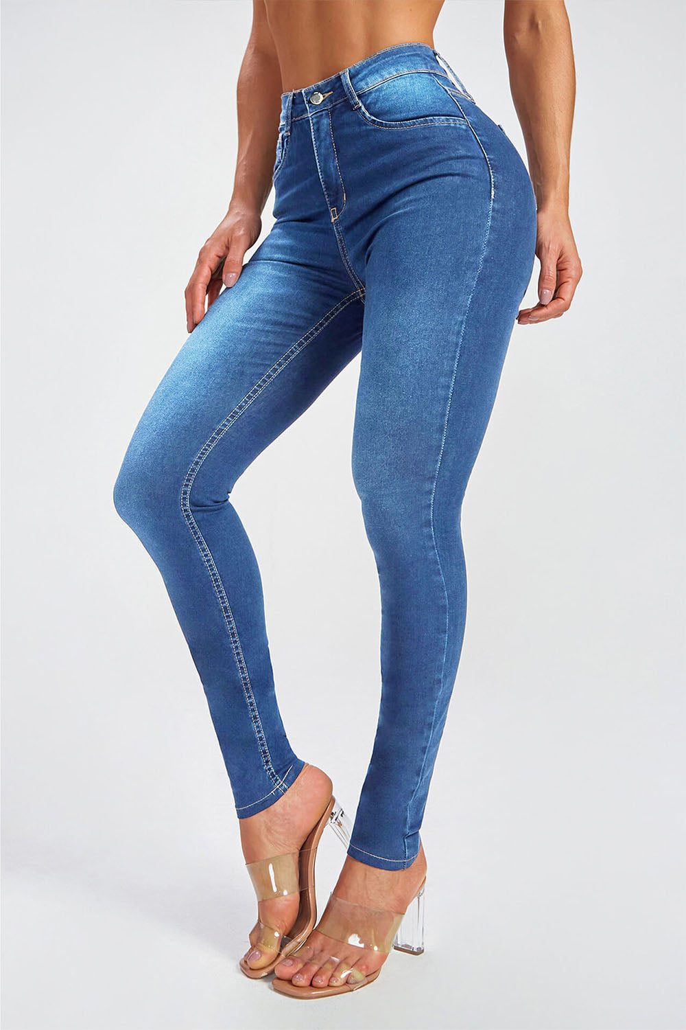 Button Fly Skinny Jeans