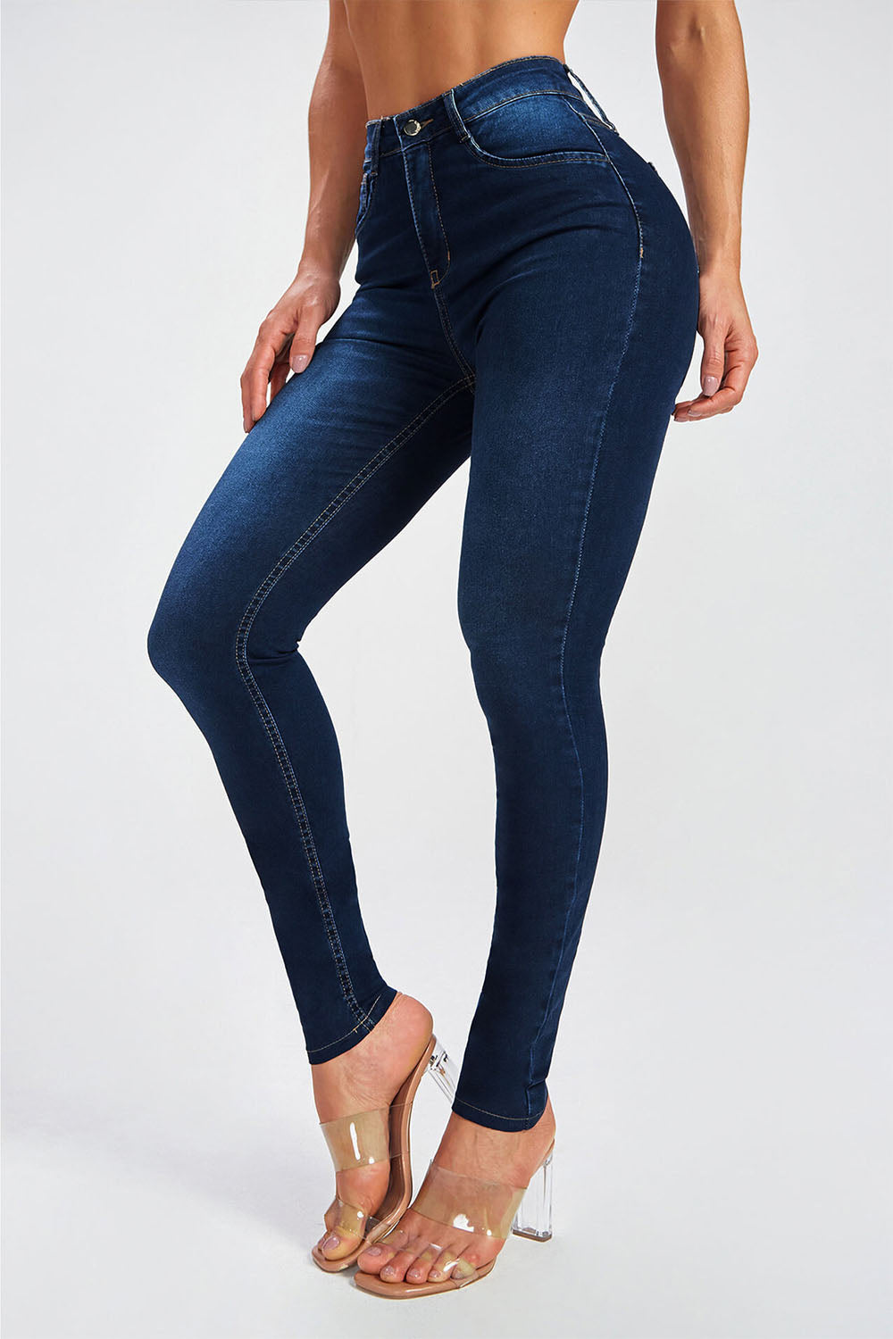 Button Fly Skinny Jeans