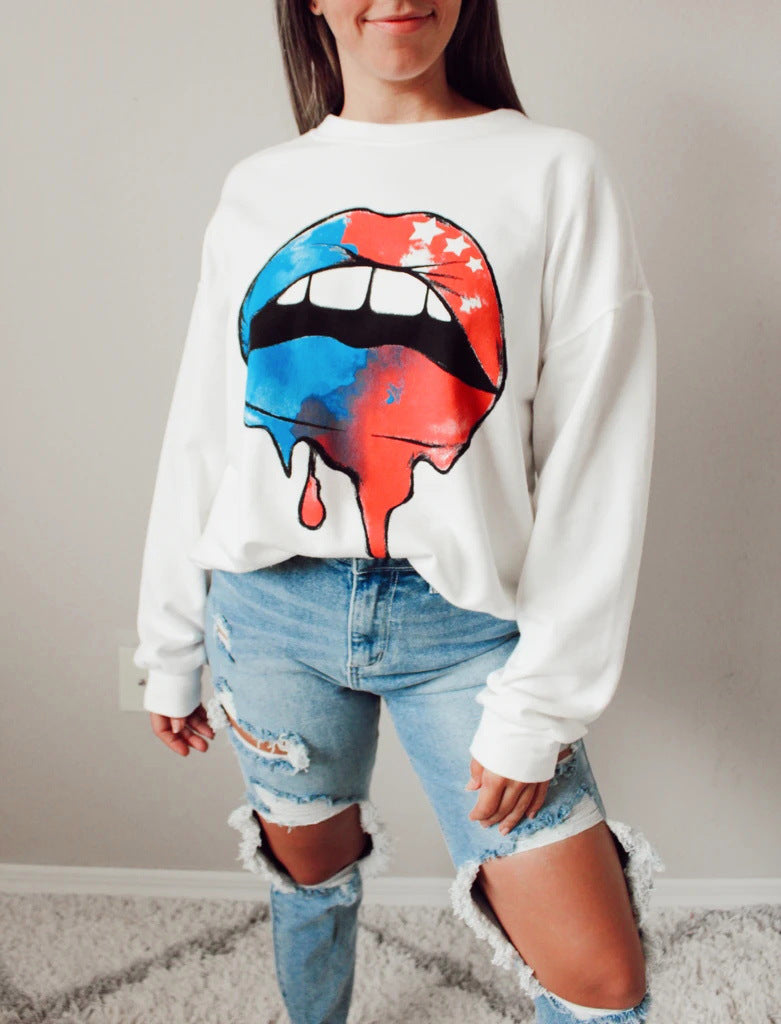 Graphic Dropped Shoulder Round Neck Sweatshirt