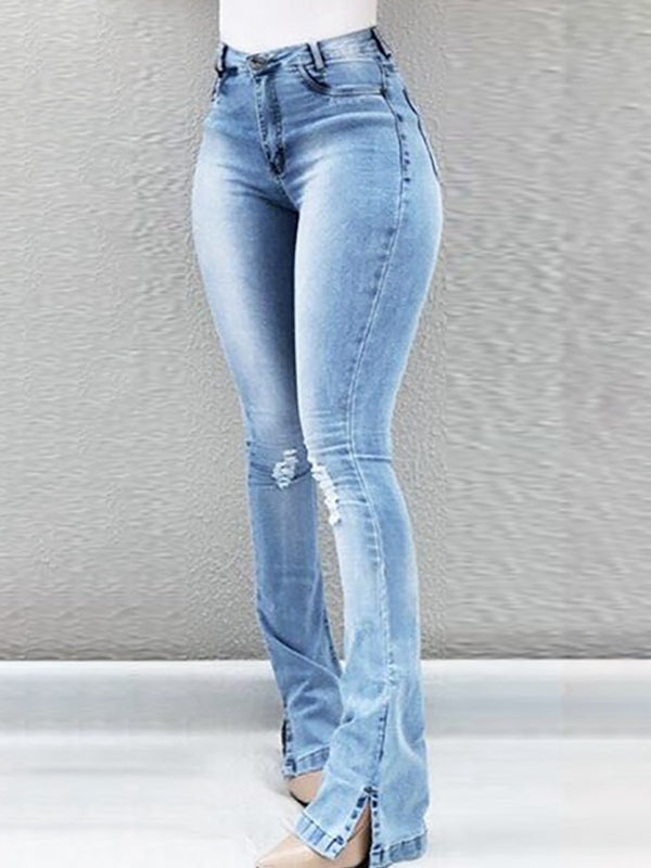 Button Fly Slit Jeans