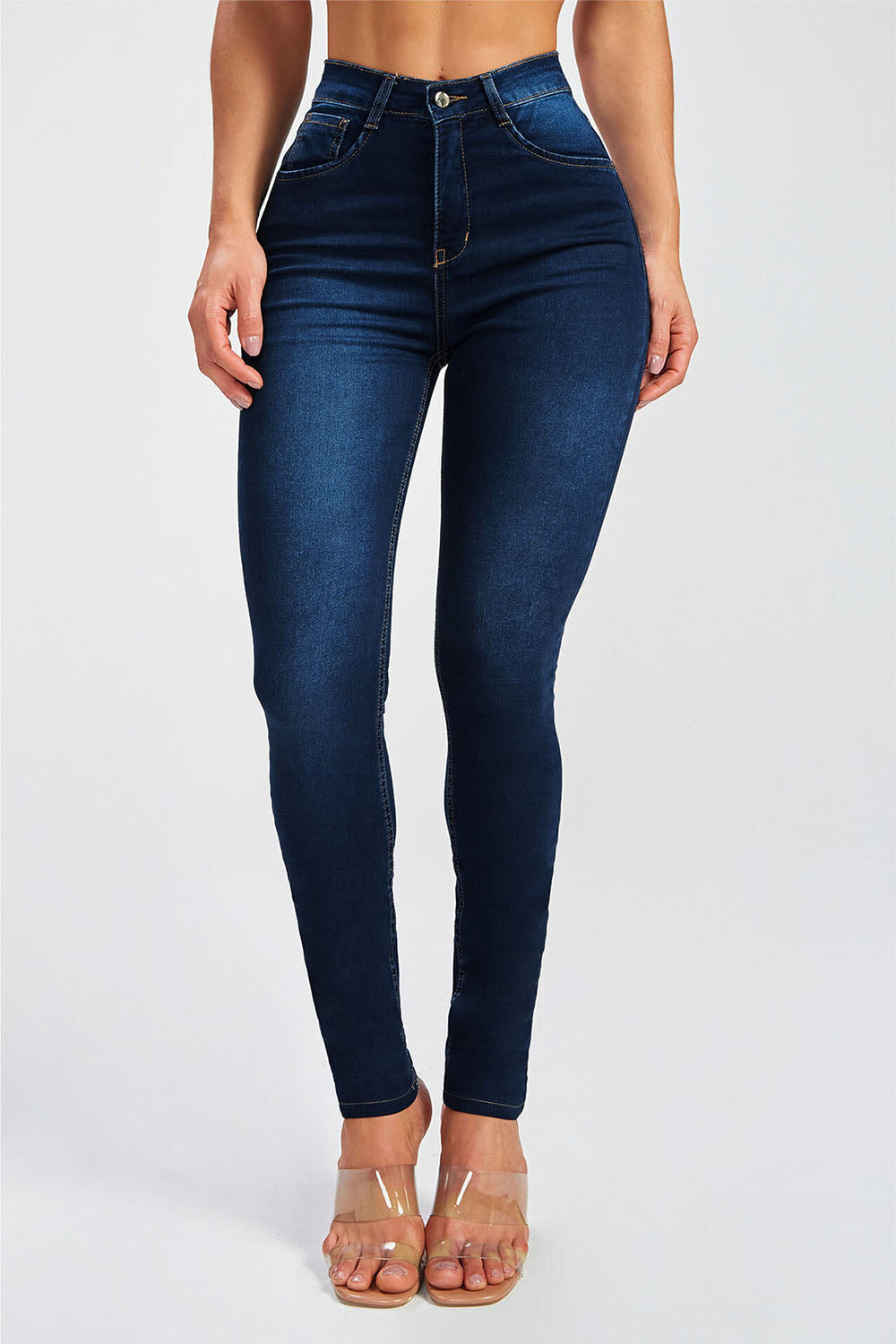 Button Fly Skinny Jeans